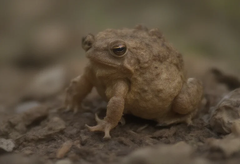 AI-generated image of an American toad on leaf litter