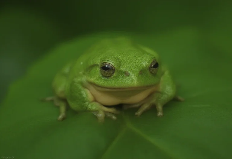 AI-generated image of a single green frog on a leaf