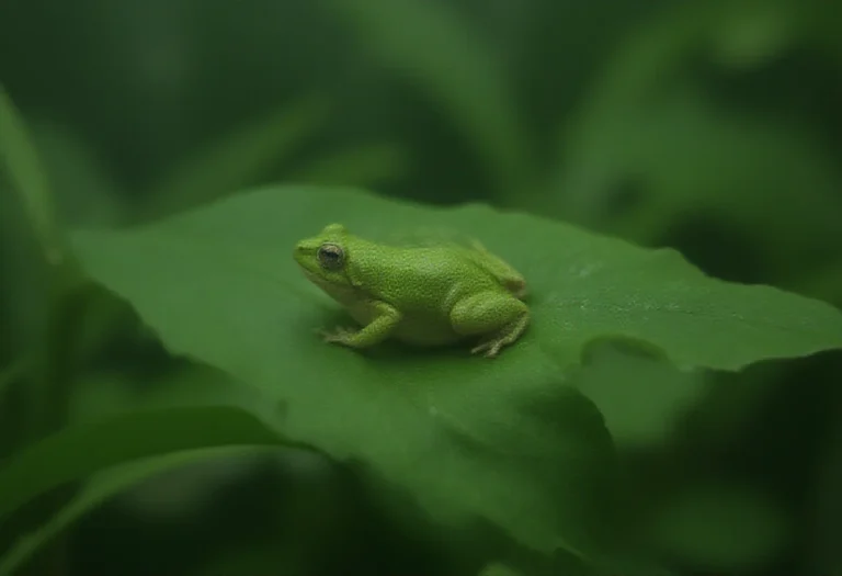 AI-generated image of a single green frog on a leaf