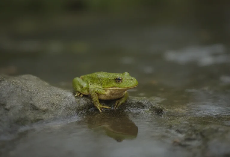 AI-generated image of a single frog on a rock