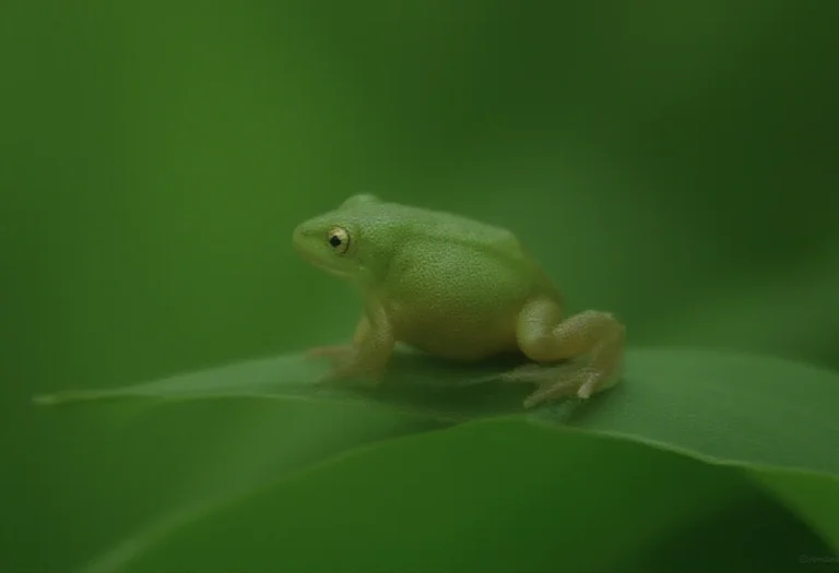 AI-generated image of a single green frog on a leaf