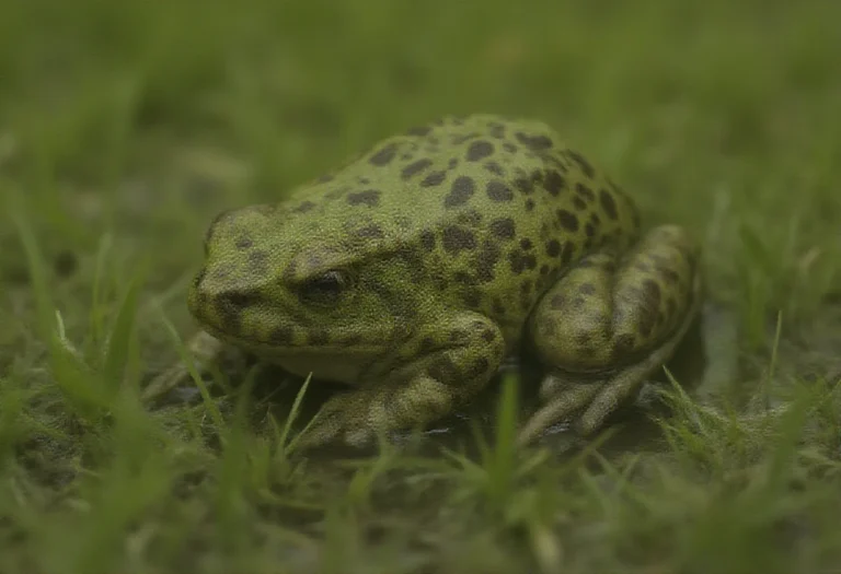 AI-generated image of a single spotted frog in grass